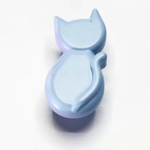 Knopf Katze - Kindermöbelknopf - Fein geprägter hellblauer Knopf