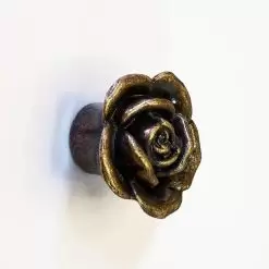 Bouton ancien en forme de rose - Mobile Design Knob - Effet bronze