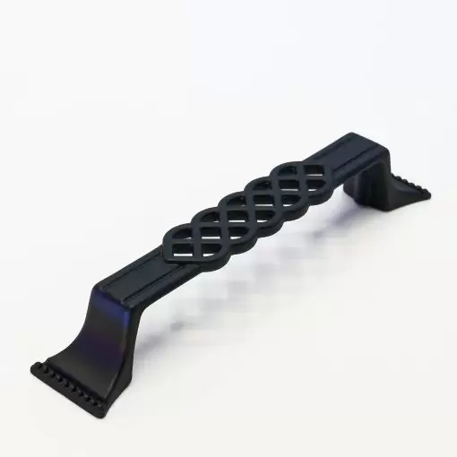 Elegant handle with central decoration - Mobile Design Handle - Black lacquered