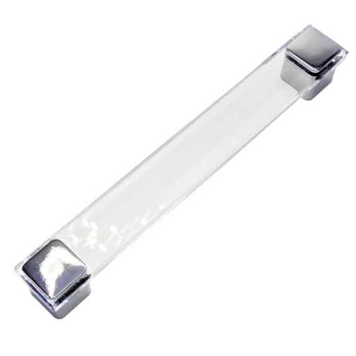 Geo Handle - Mobile Design Handle - Transparent avec inserts chromés polis