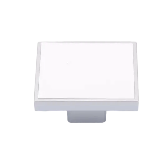 Quadra - Kitchen Furniture Knob - Satin glass effect case and white lacquered plate